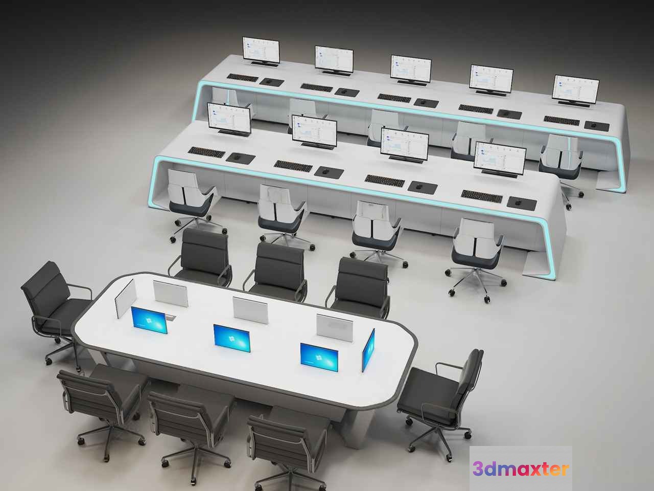 Modern Computer Workstations 3D Model - 18408 - VRAY Render
