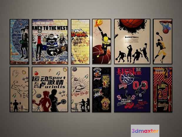 Basketball Posters 3D Model - 9746 - VRAY Render