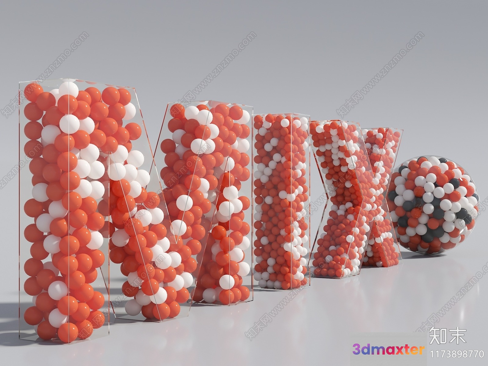 Red And White Balls In Plastic Containers 3D Model - 4253 - VRAY Render