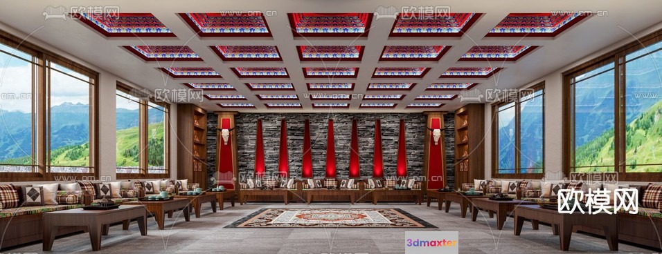 Traditional Chinese Living Room 3D Model - 10311 - VRAY Render
