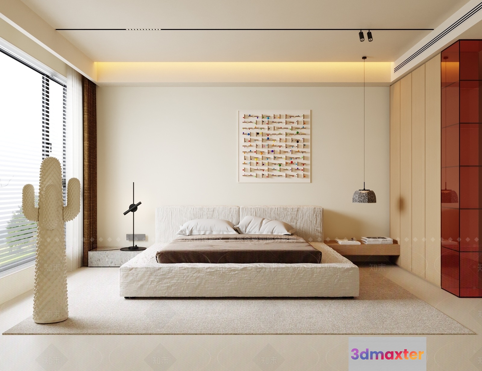 Modern Minimalist Bedroom 3D Model - 12542 - VRAY Render