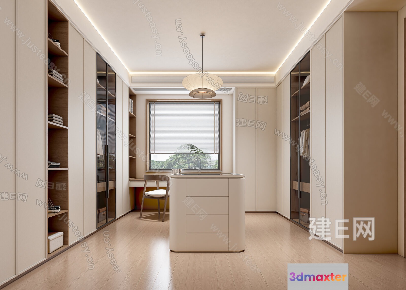 Modern Walk-In Closet 3D Model - 13040 - VRAY Render
