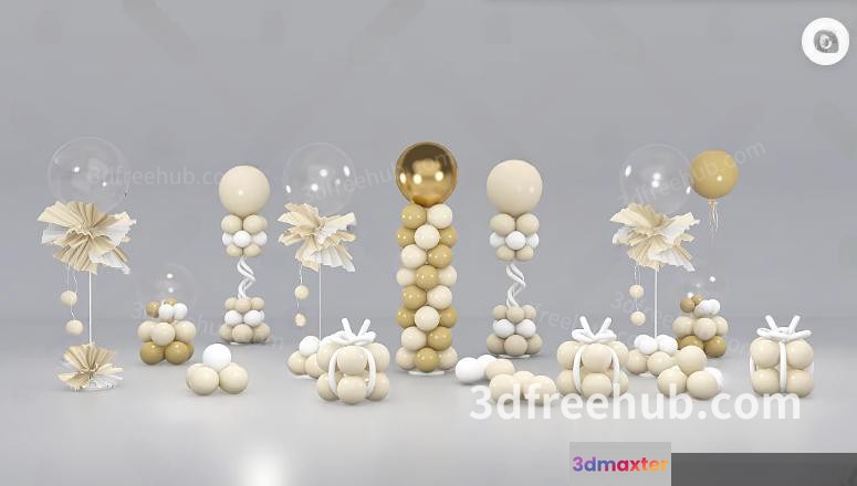 A 3D Rendering Of Balloons 3D Model - 19884 - VRAY Render