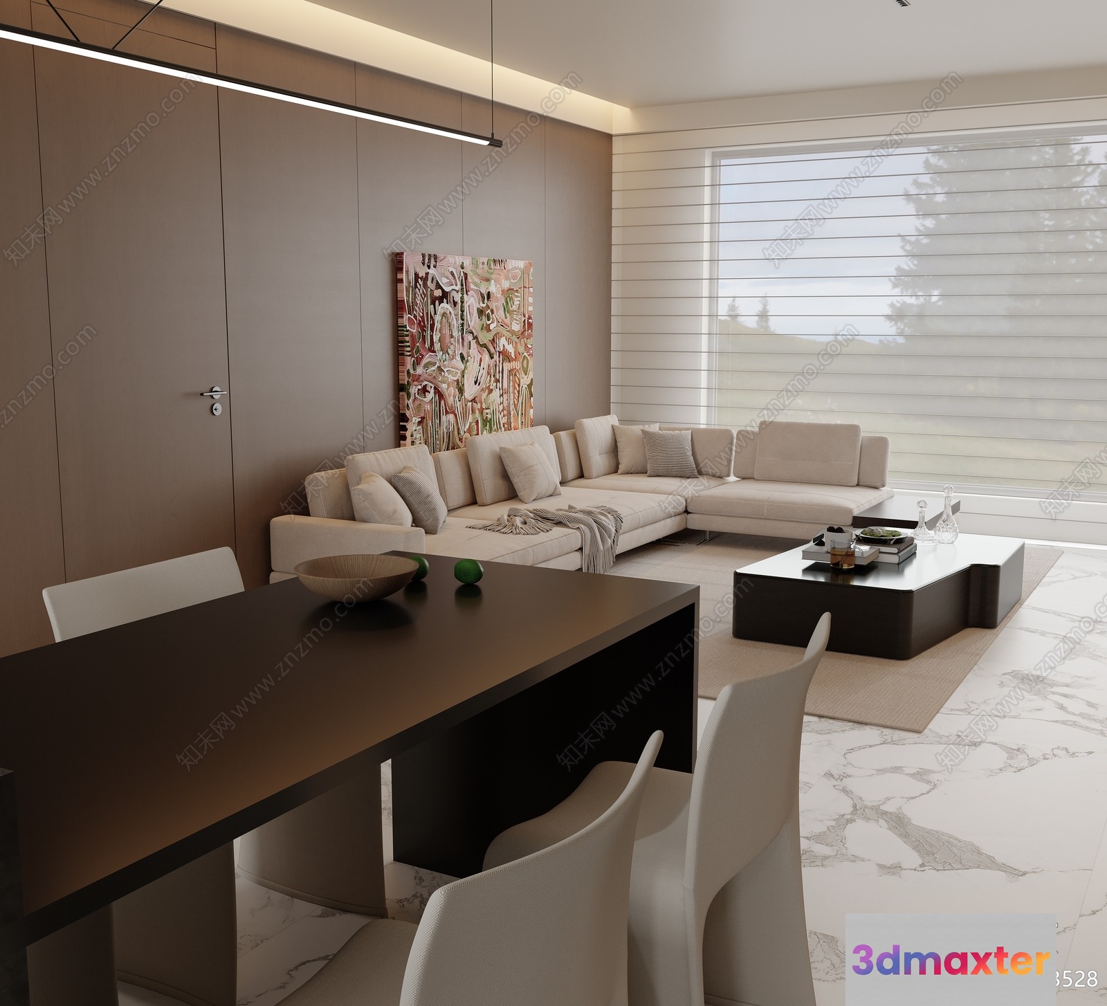 Modern Living Room 3D Model - 15268 - VRAY Render