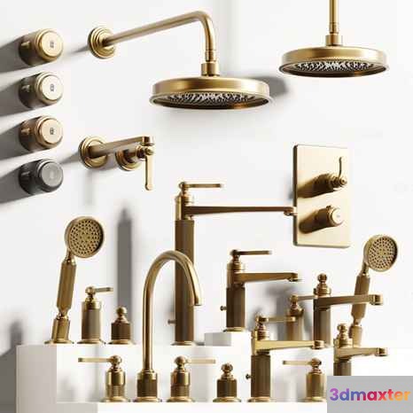 Gold Bathroom Fixtures 3D Model - 14524 - CORONA Render