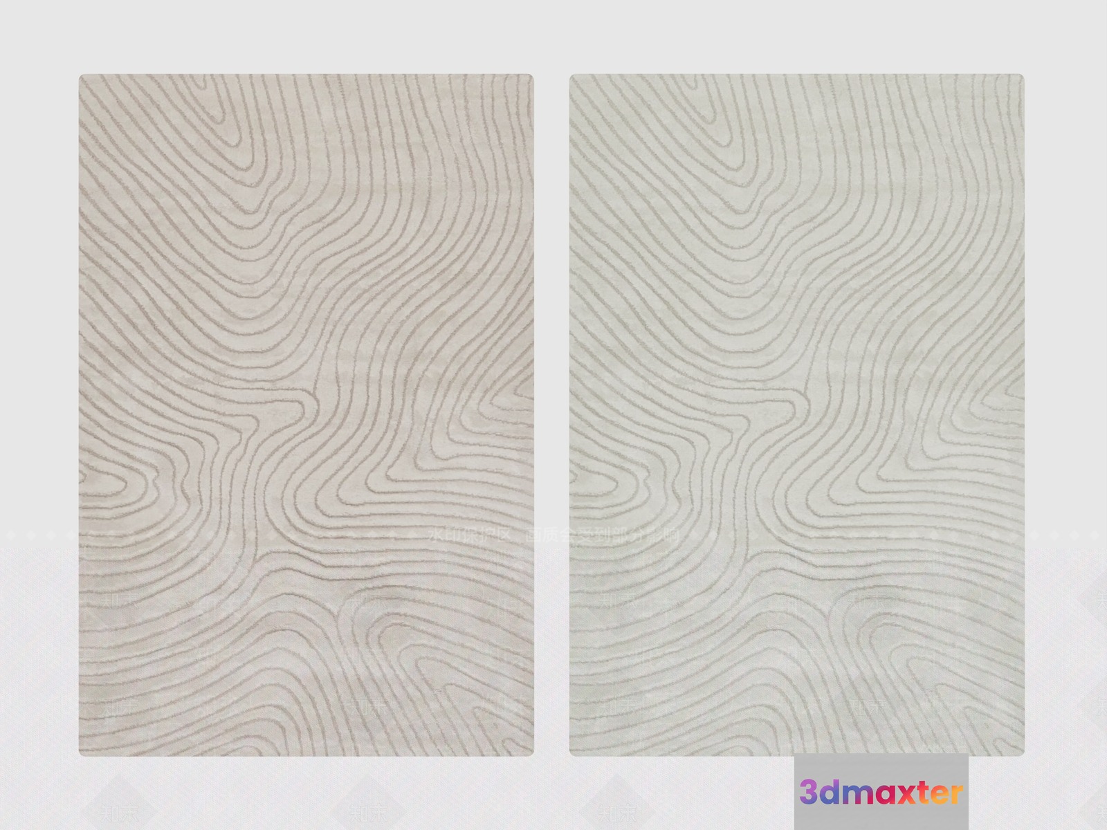 A Pair Of Beige Rugs With A Wavy Line Pattern 3D Model - 19827 - VRAY Render