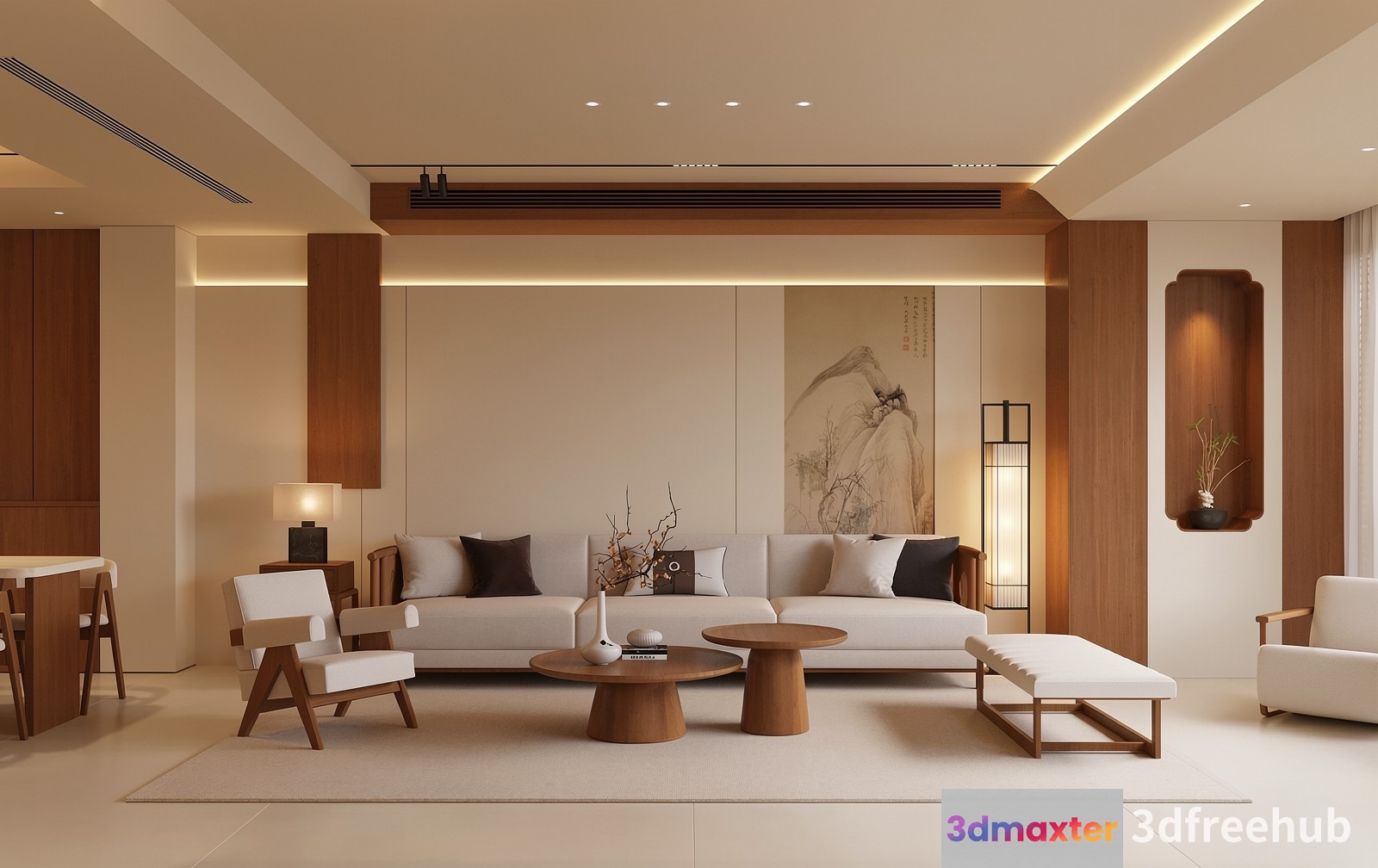 Modern Living Room 3D Model - 23013 - VRAY Render