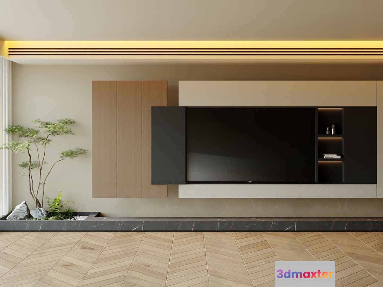 Modern Tv Wall Unit 3D Model - 17237 - CORONA Render