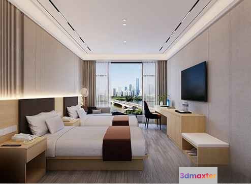 A Hotel Room 3D Model - 23115 - VRAY Render