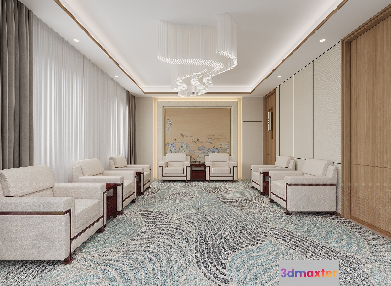 Modern Living Room 3D Model - 4332 - VRAY Render