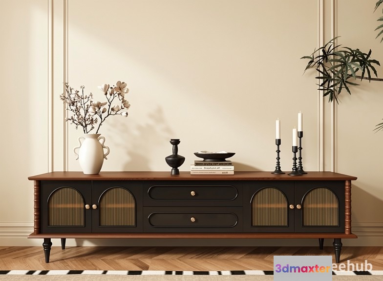 A Mid-Century Style Sideboard 3D Model - 22677 - VRAY Render