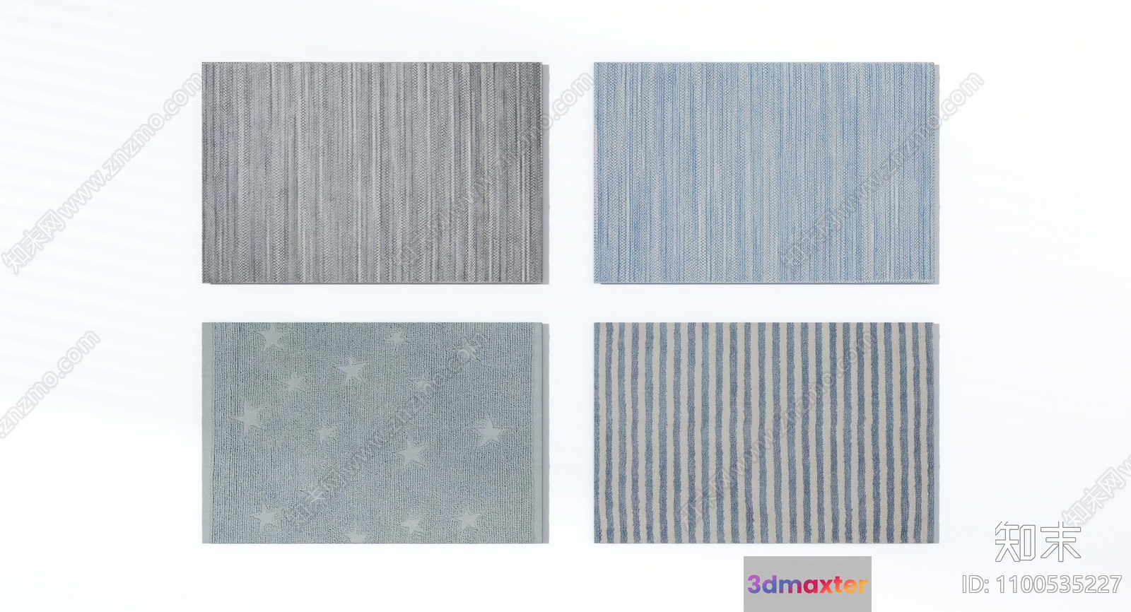 Gray And White Striped Rugs 3D Model - 8352 - VRAY Render