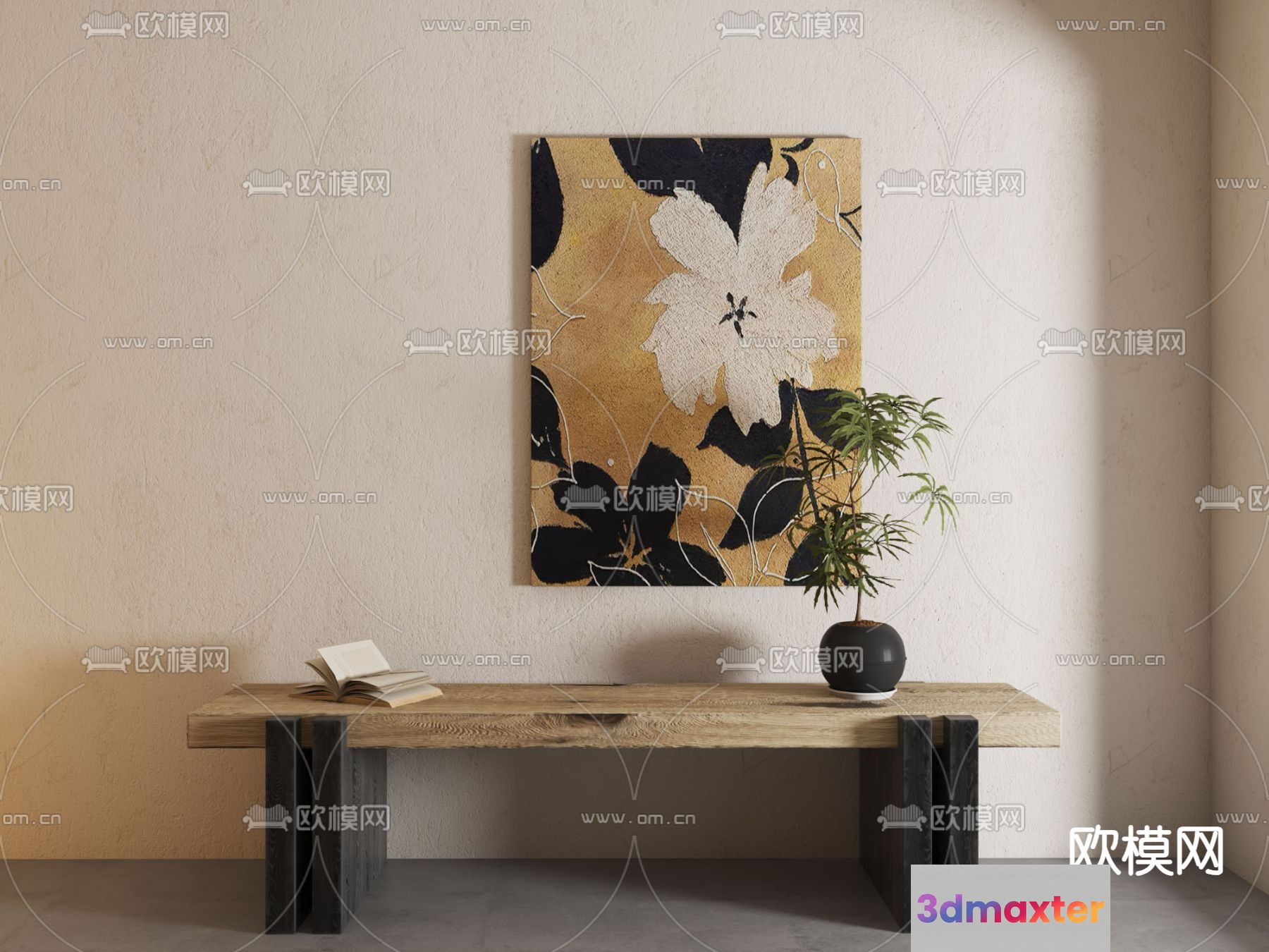Modern Asian-Inspired Decor 3D Model - 7097 - VRAY Render