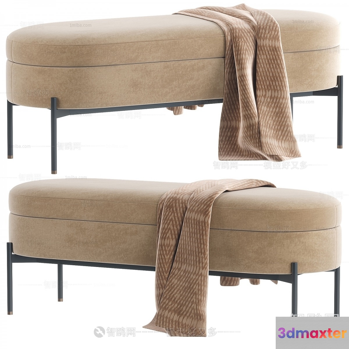 Modern Bench With Blanket 3D Model - 9282 - VRAY Render