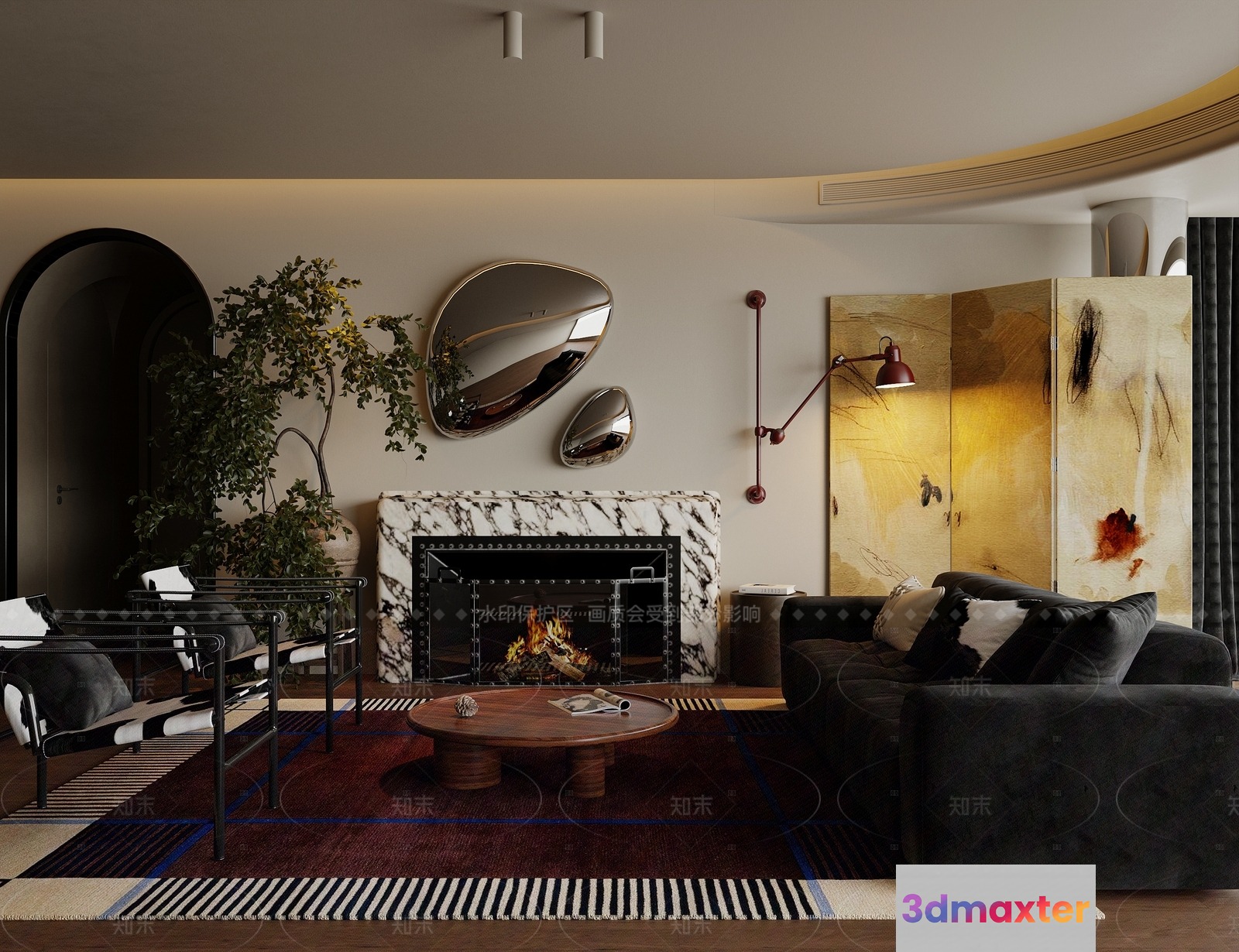 Cozy Living Room 3D Model - 8003 - VRAY Render