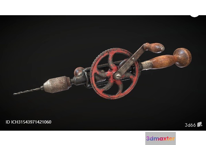 Old Hand Drill 3D Model - 1247 - VRAY Render