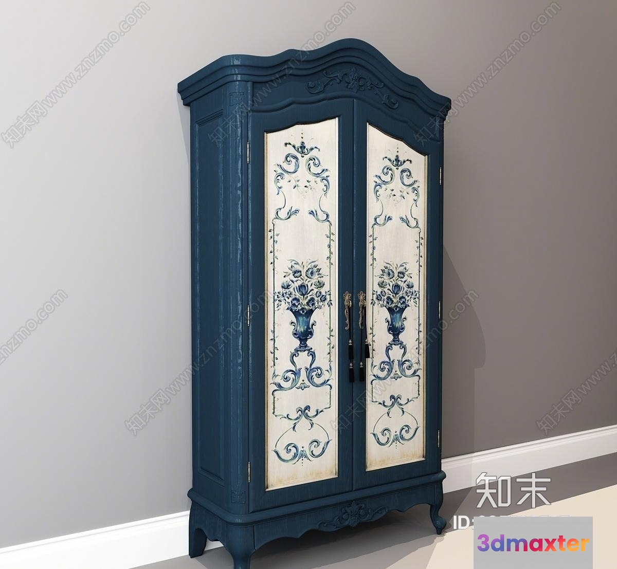 A Blue And White Cabinet 3D Model - 5242 - VRAY Render