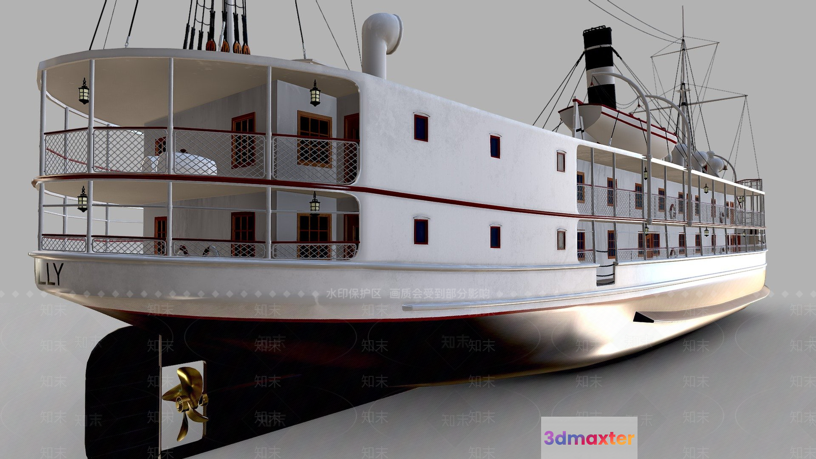 A White Boat 3D Model - 142 - VRAY Render