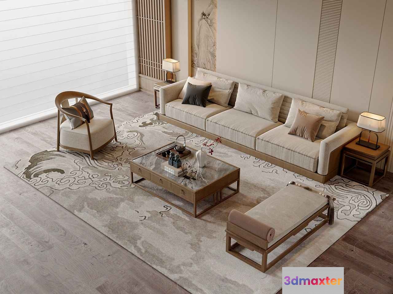 Modern Living Room 3D Model - 11249 - VRAY Render