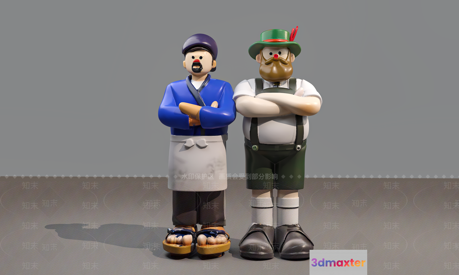 Two Cartoon Men 3D Model - 2333 - VRAY Render