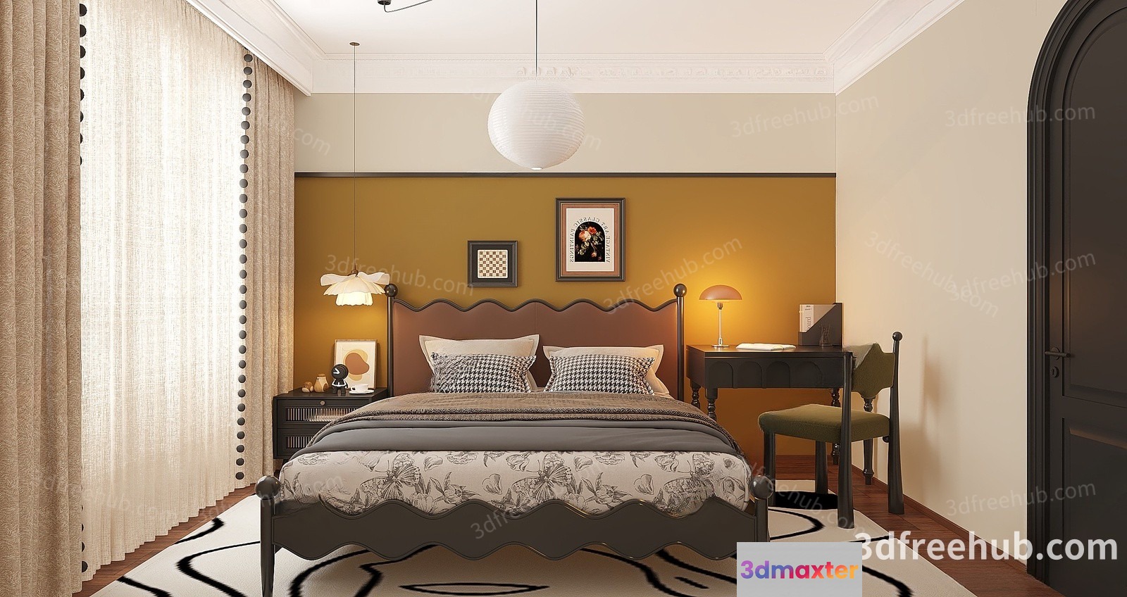 Cozy Bedroom 3D Model - 18555 - VRAY Render