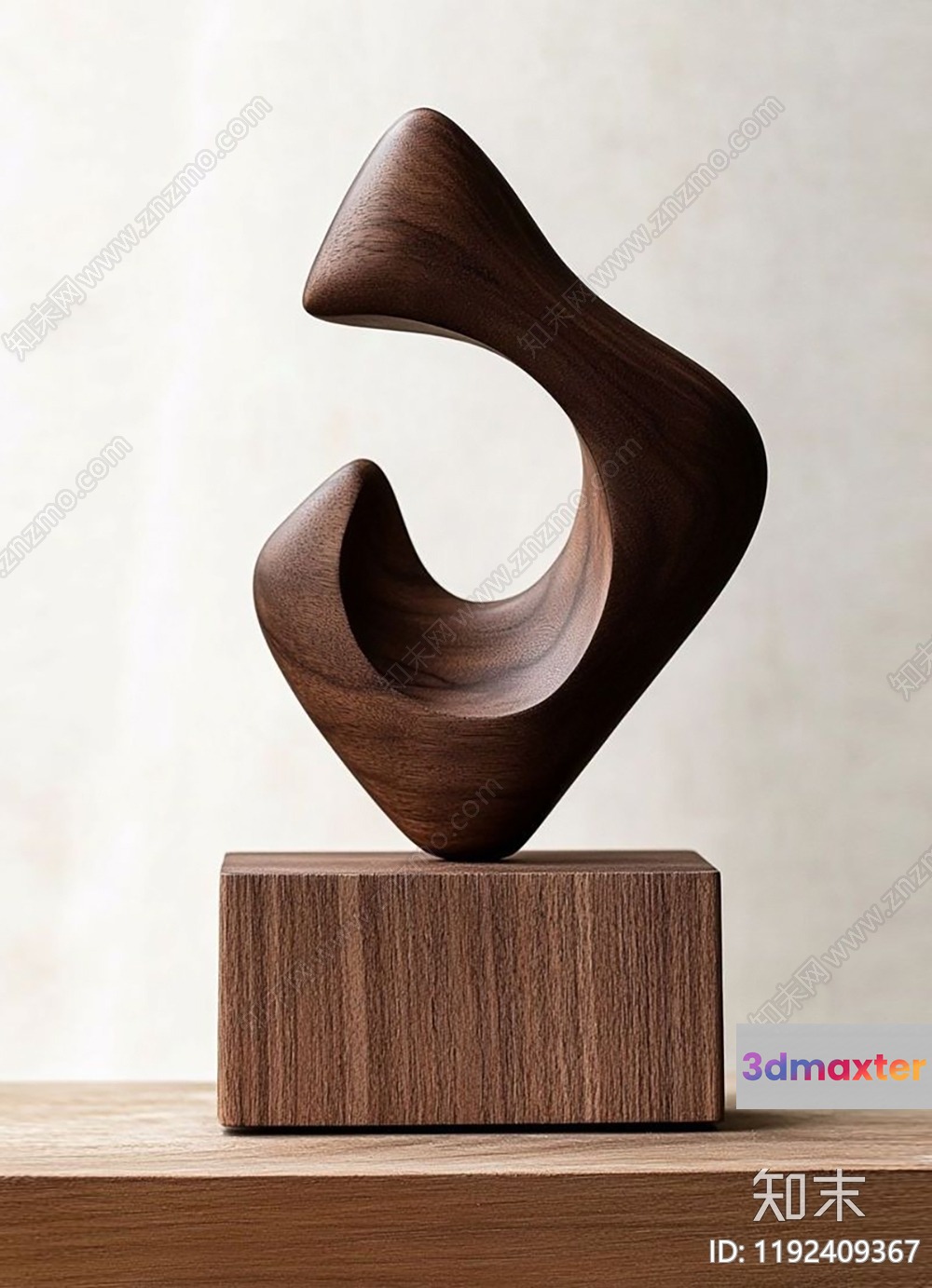 A Wooden Sculpture On A Wooden Block 3D Model - 23103 - VRAY Render
