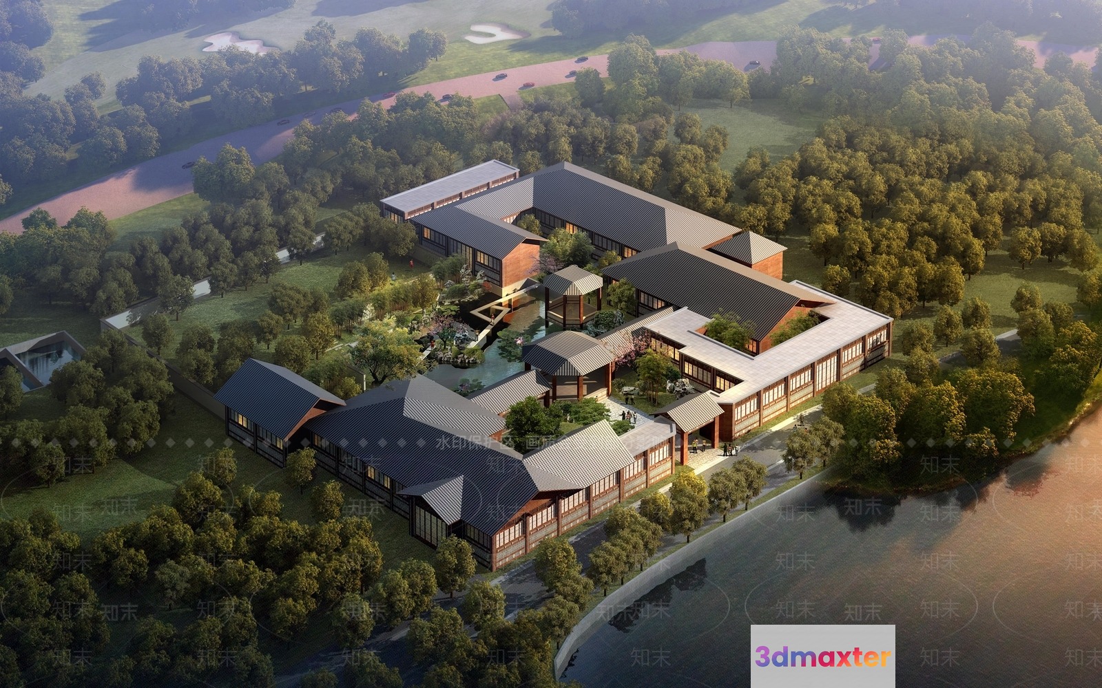 A Large Building With A Mix Of Modern And Traditional Architectural Styles 3D Model - 6867 - VRAY Render