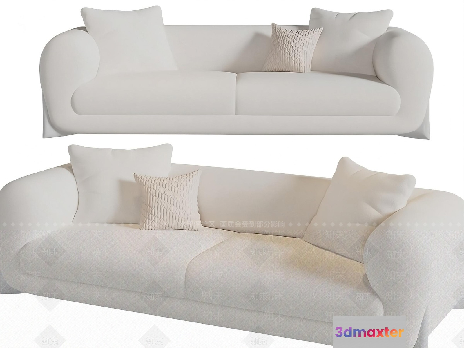 Modern White Sofa 3D Model - 12454 - VRAY Render