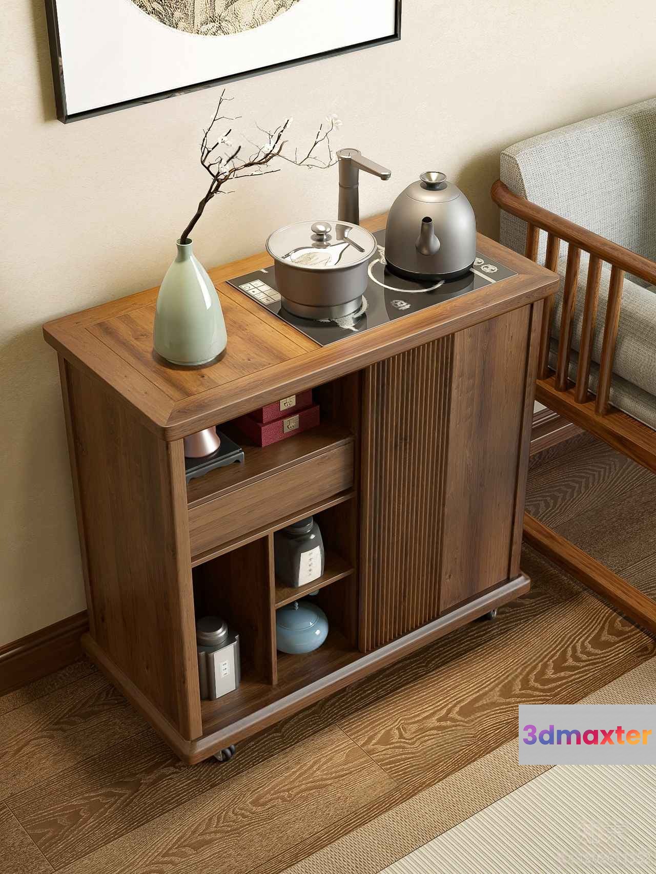 A Wooden Cabinet 3D Model - 9720 - VRAY Render