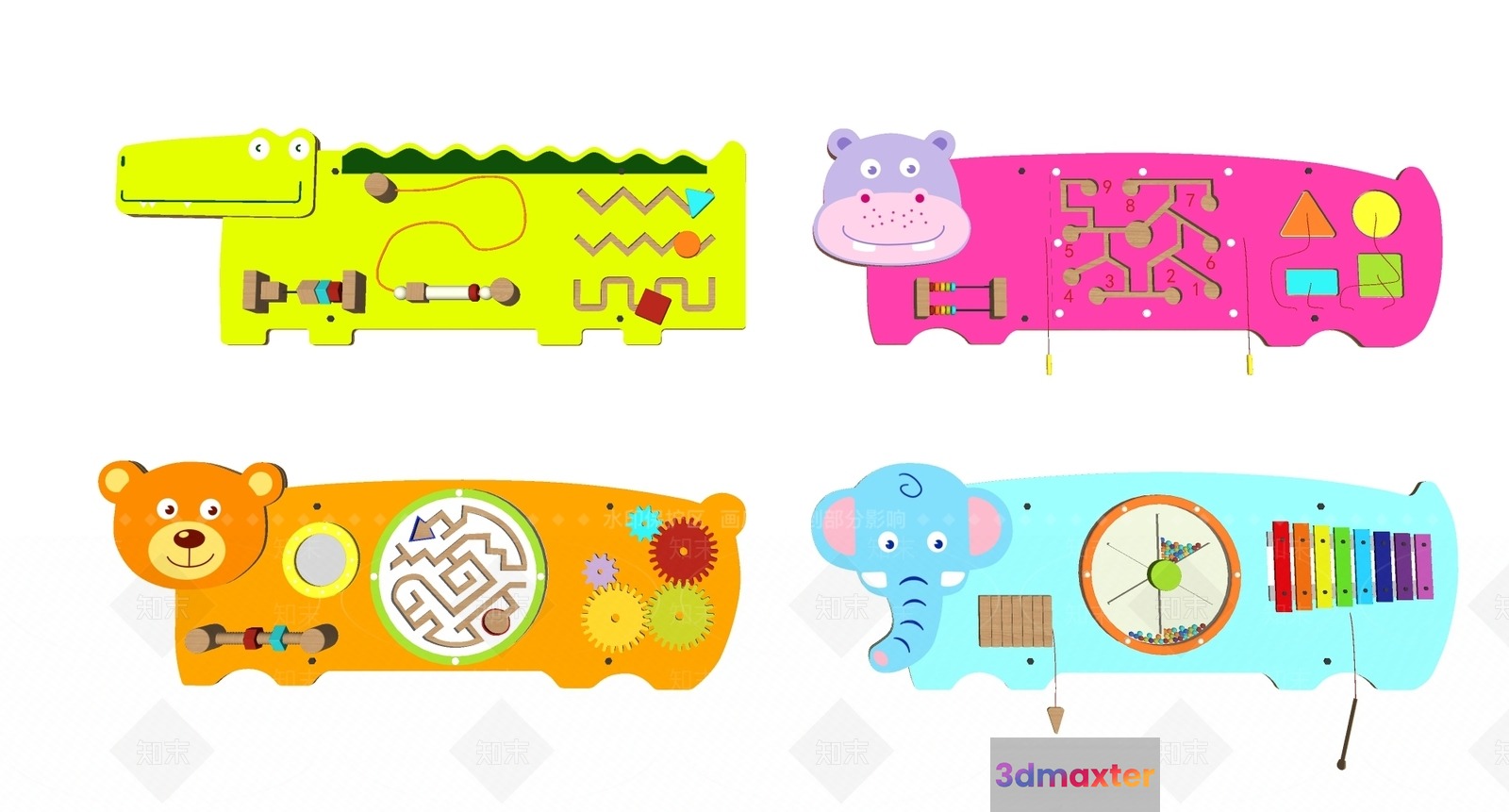 A Colorful Toy With Various Shapes And Objects 3D Model - 16959 - VRAY Render