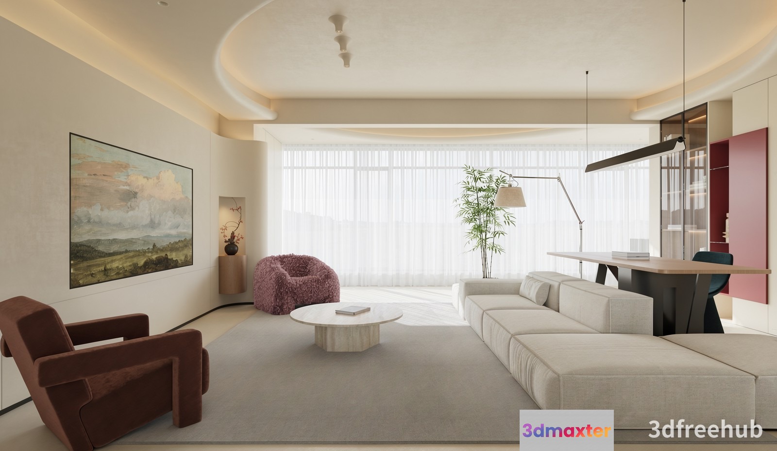 Modern Living Room 3D Model - 21277 - VRAY Render