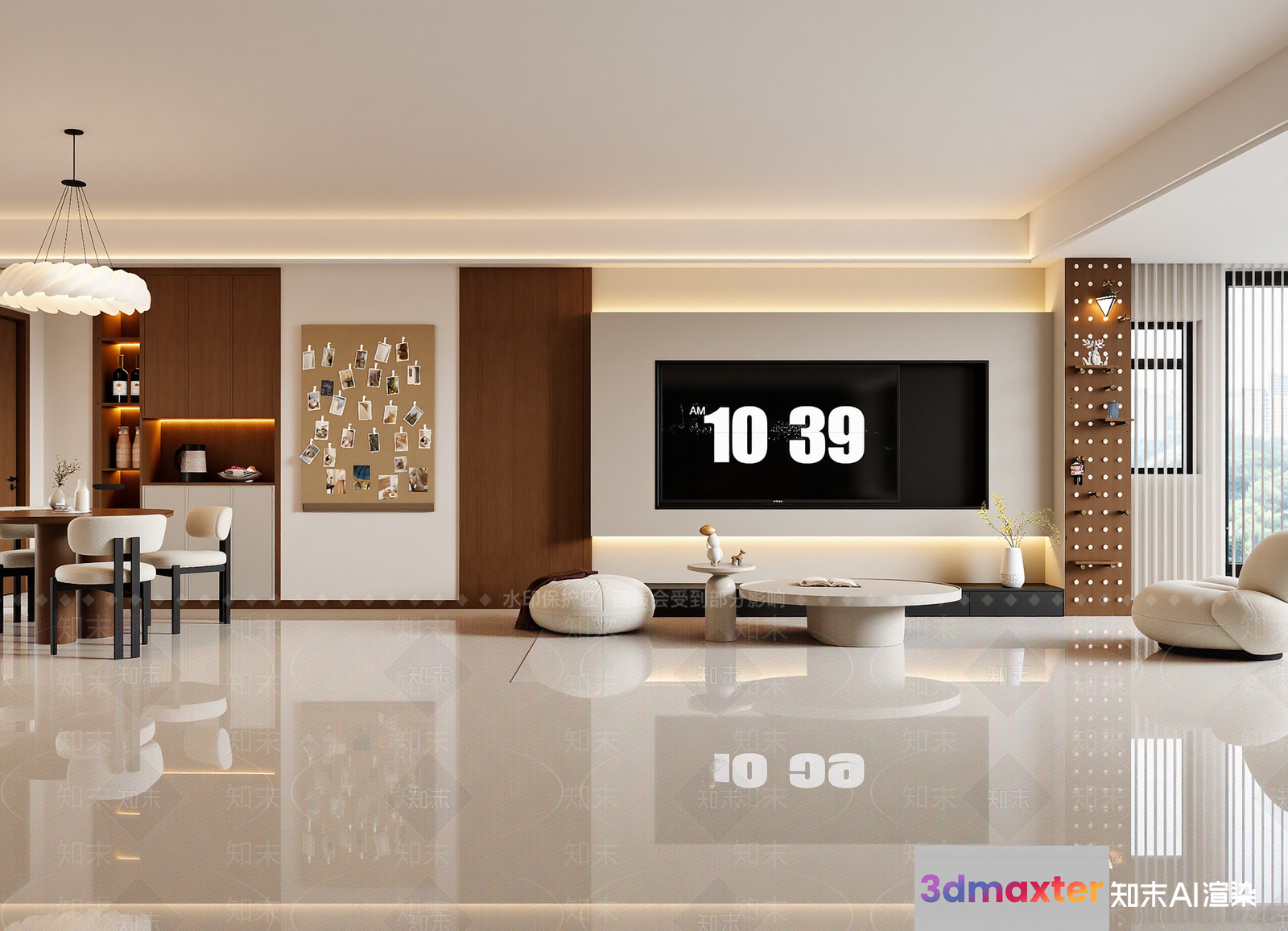 Modern Living Room 3D Model - 7604 - VRAY Render