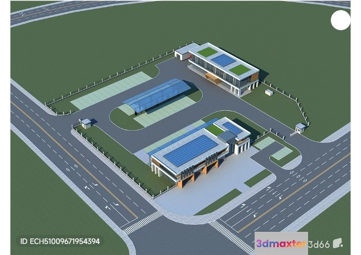 A 3D Rendering Of A Building With Solar Panels 3D Model - 7673 - VRAY Render