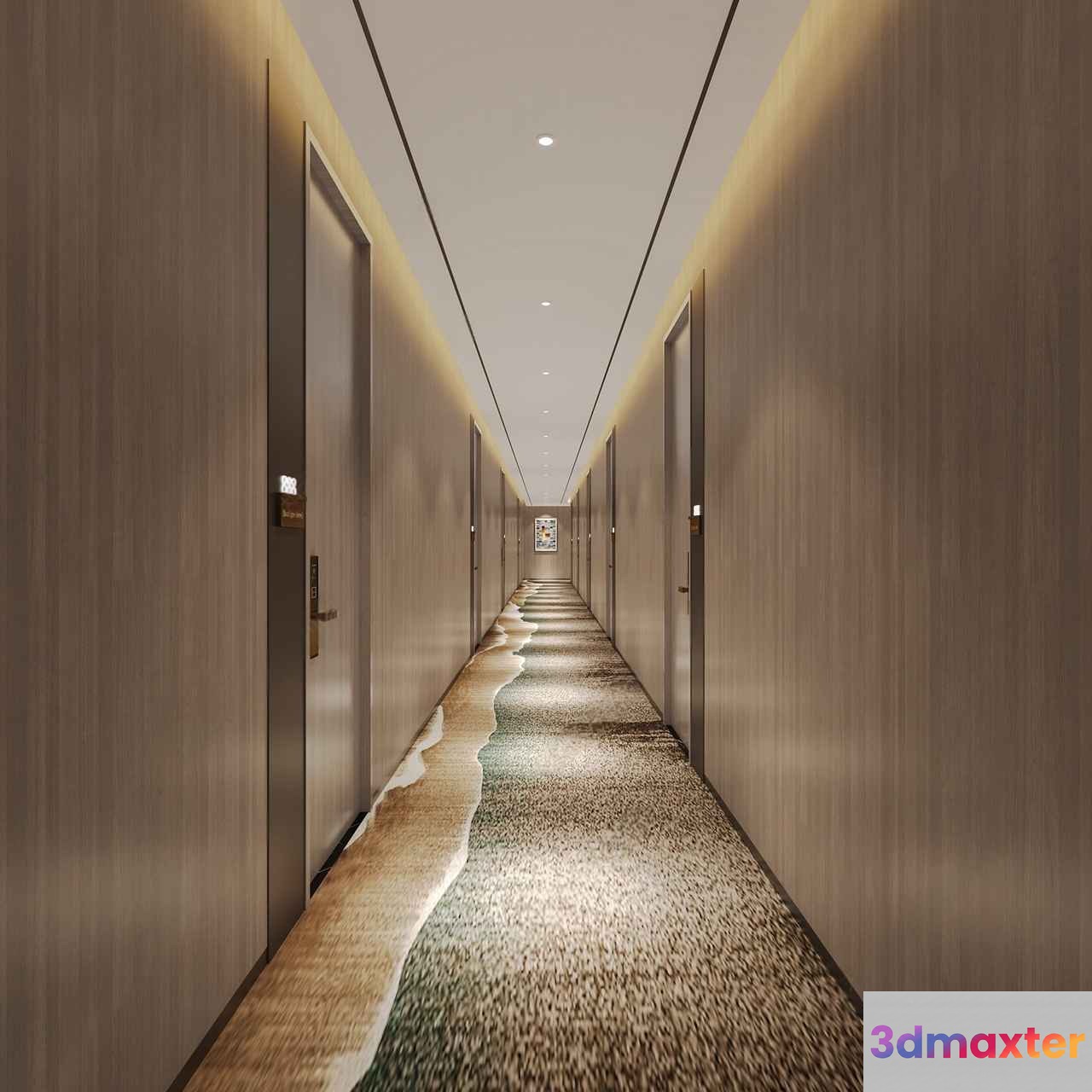 Long Hotel Hallway 3D Model - 2758 - VRAY Render
