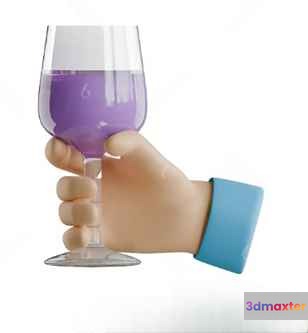 A Hand Holding A Glass 3D Model - 15816 - VRAY Render