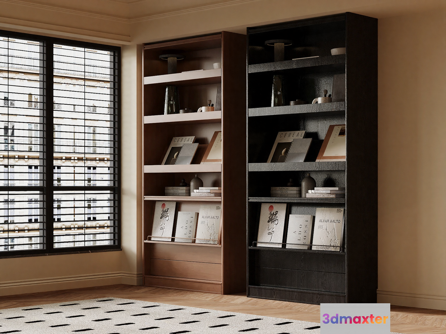 Modern Bookshelves 3D Model - 9698 - VRAY Render