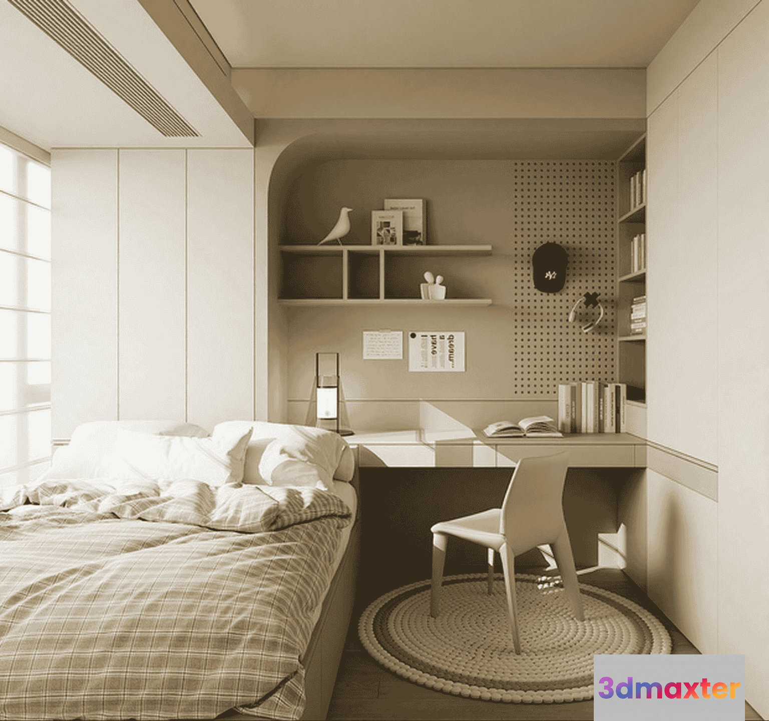 Modern Minimalist Bedroom 3D Model - 18118 - VRAY Render