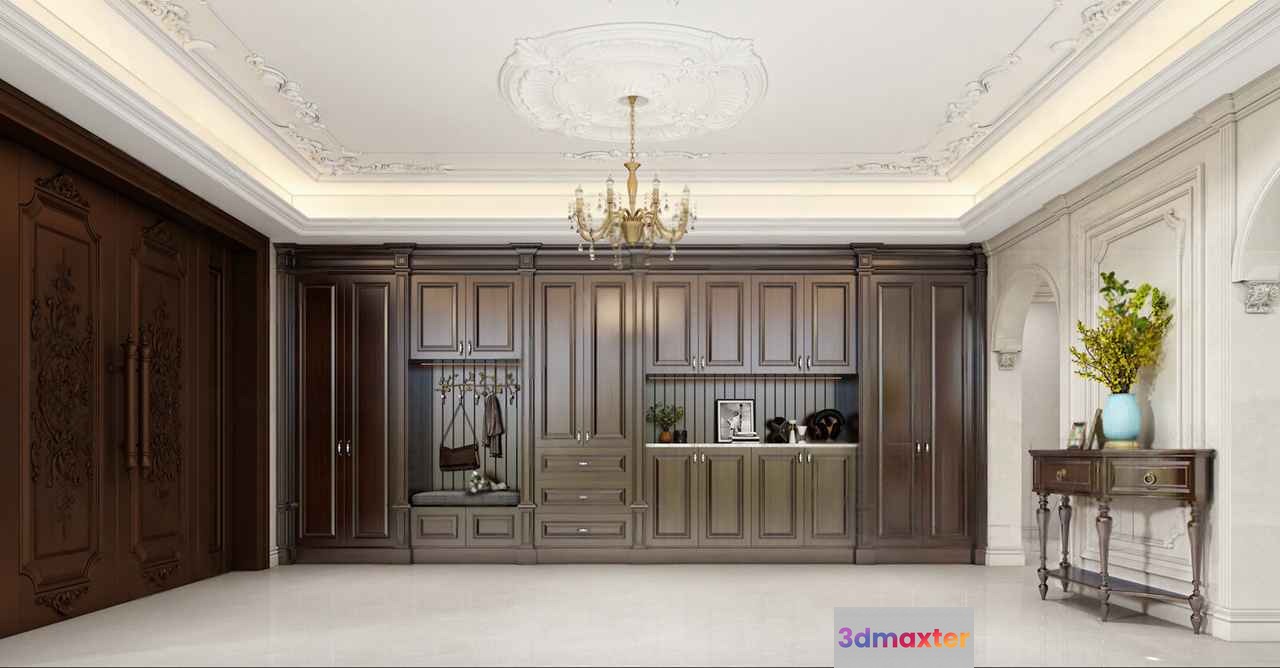 A Large Dark Wood Cabinet 3D Model - 8052 - VRAY Render