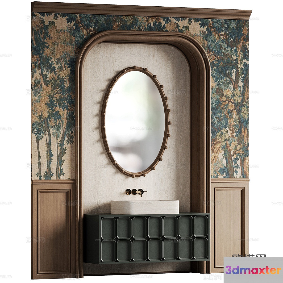 A Bathroom Vanity With A Mirror 3D Model - 5028 - CORONA Render