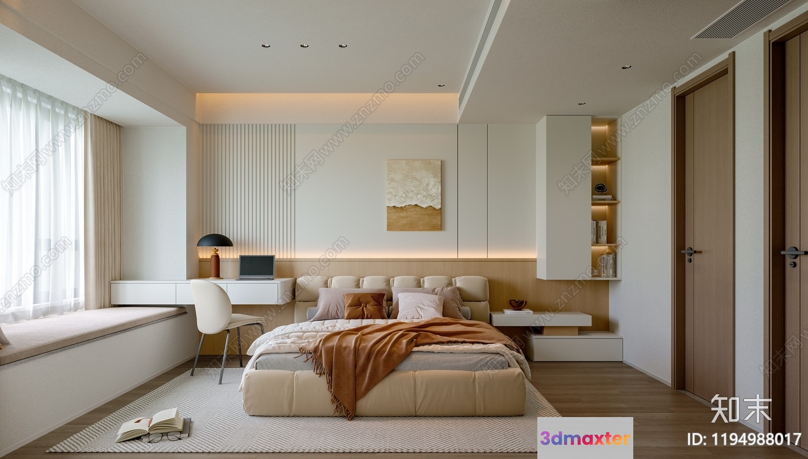 Cozy Modern Bedroom 3D Model - 16134 - CORONA Render