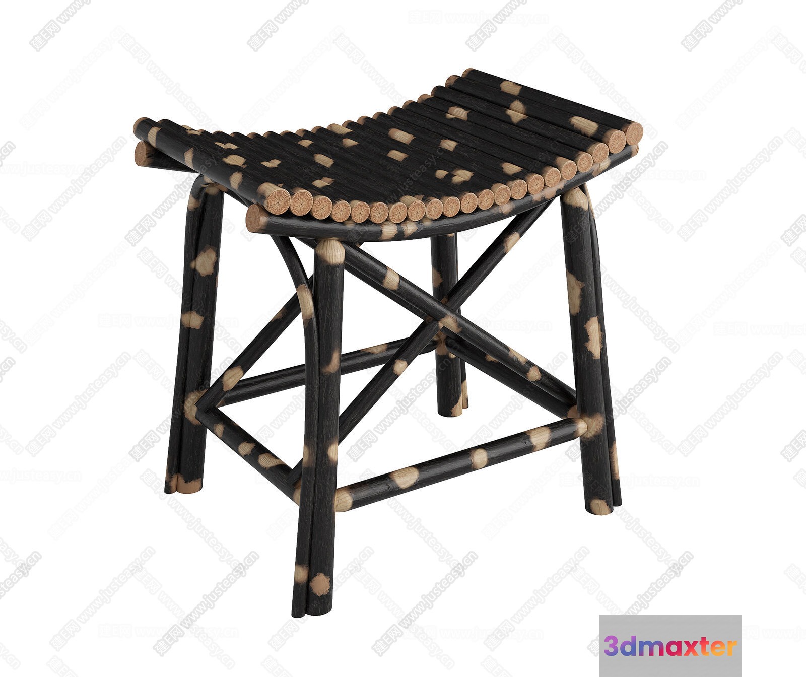 A Black And Brown Stool 3D Model - 9291 - CORONA Render