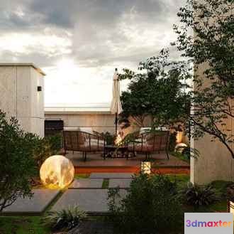 A Patio With Outdoor Furniture 3D Model - 1066 - VRAY Render