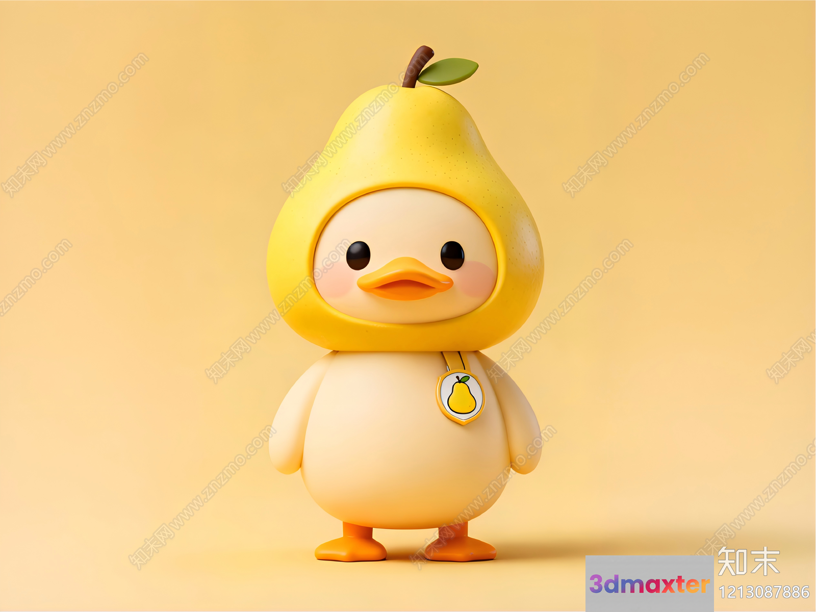 A Cartoon Duck In A Pear Costume 3D Model - 14861 - VRAY Render