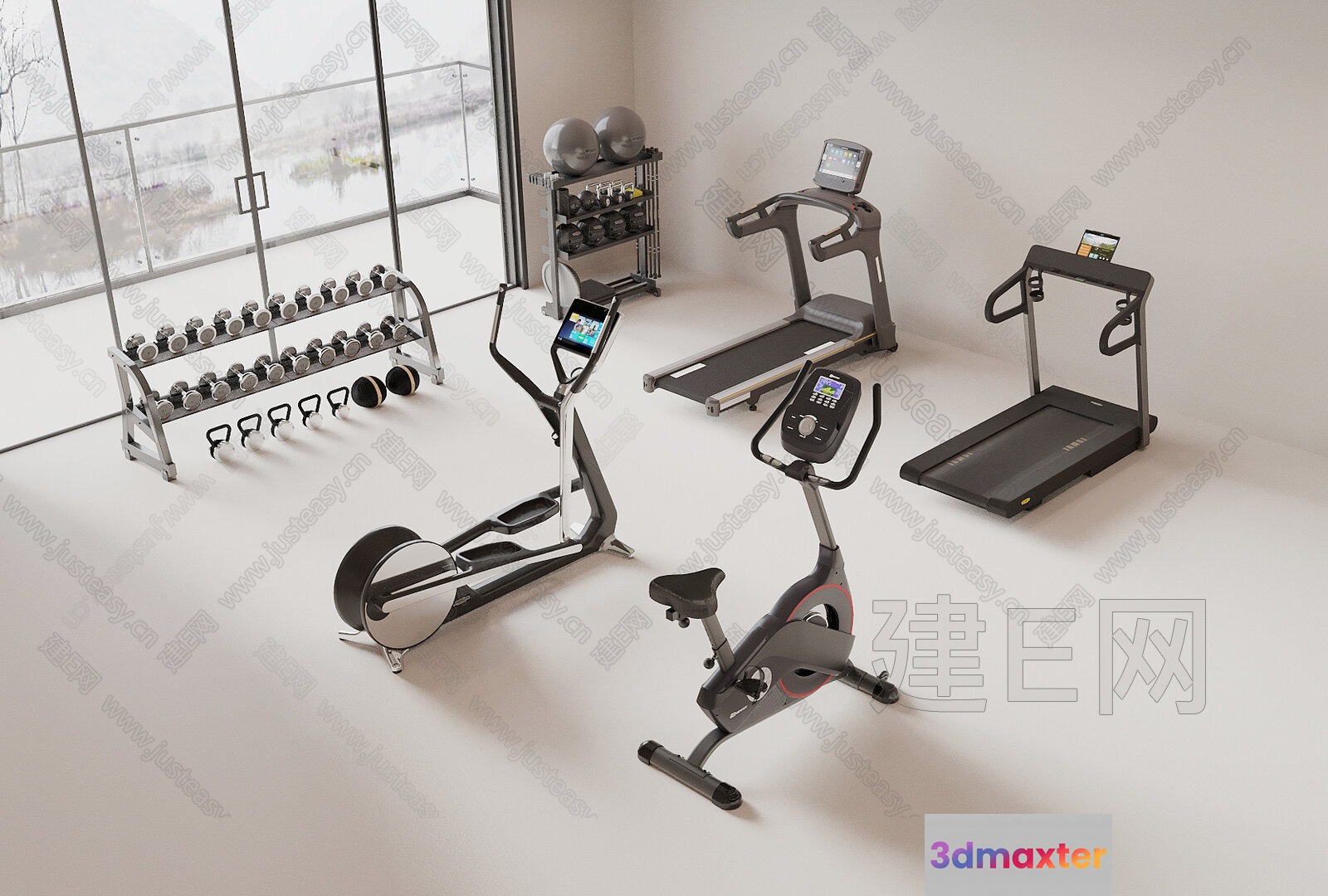 A Home Gym Setup 3D Model - 8813 - VRAY Render