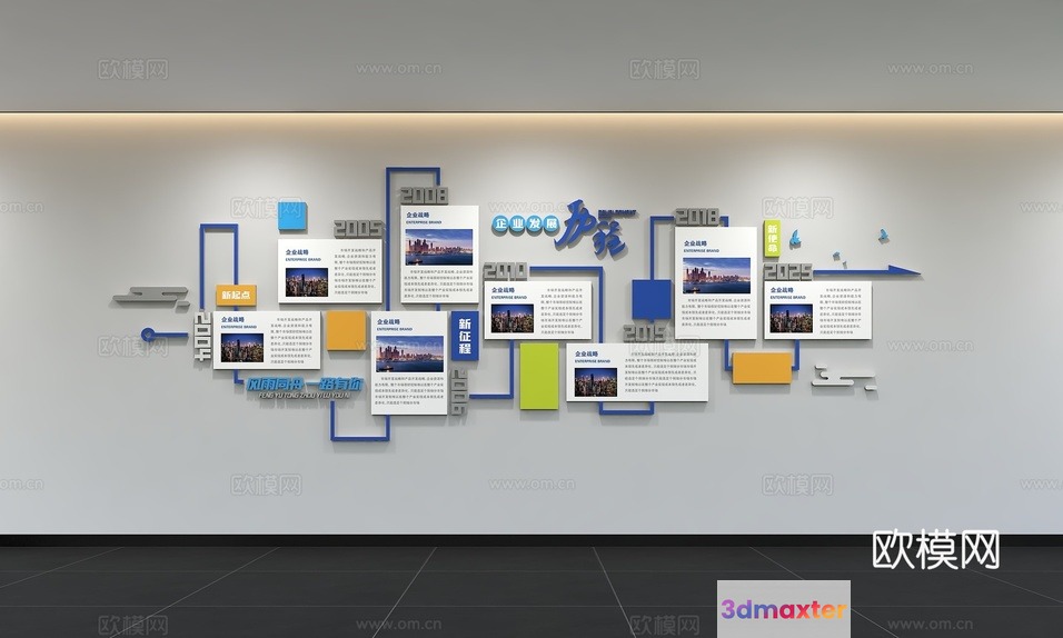 A Wall With A Timeline Of Events 3D Model - 13268 - VRAY Render