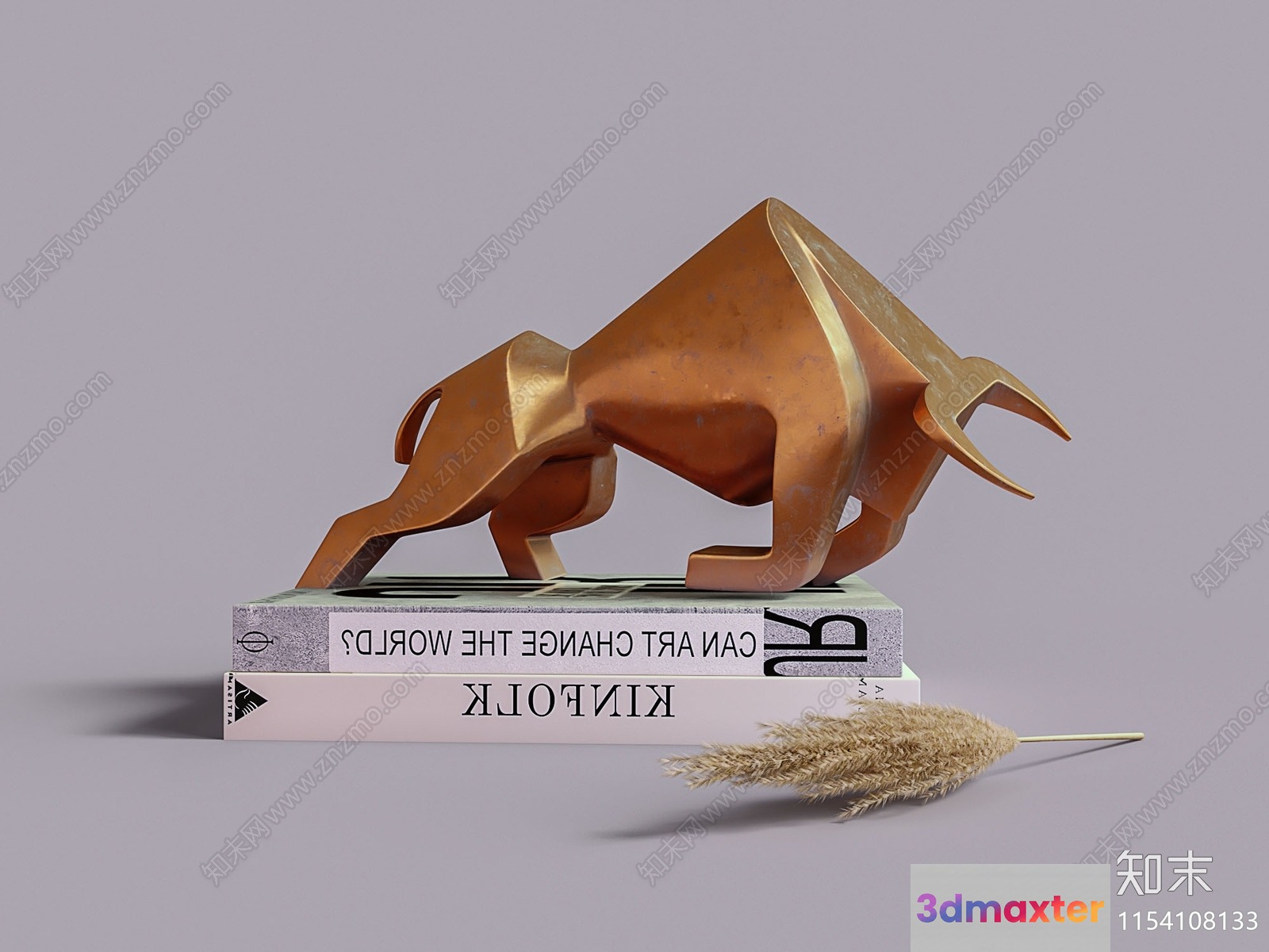 A Modern Abstract Sculpture Of A Bull 3D Model - 13670 - VRAY Render