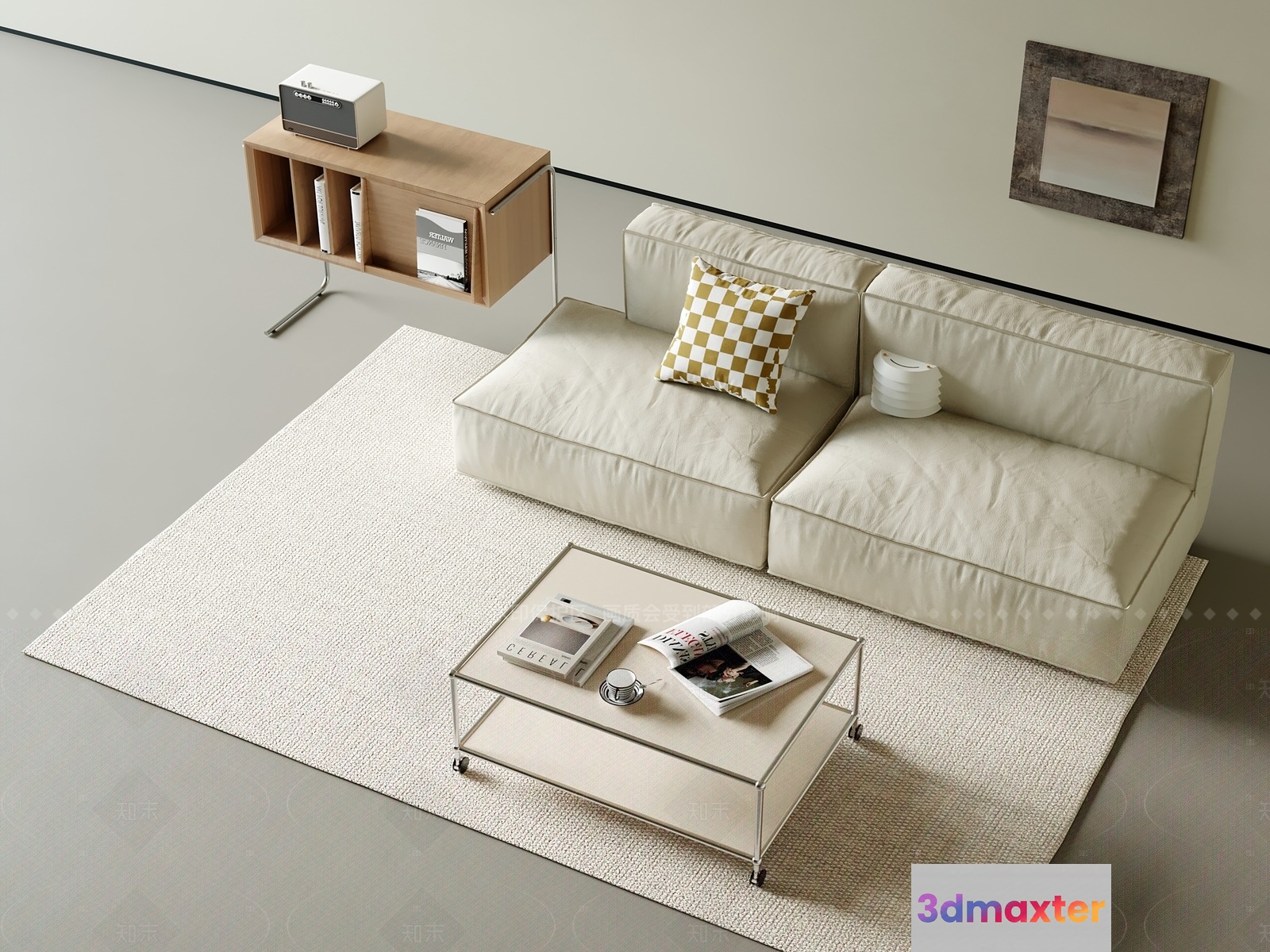 A Cream-Colored Couch 3D Model - 1180 - CORONA Render