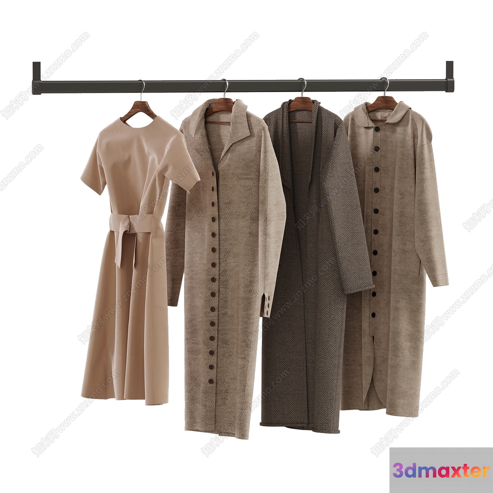 Four Coats And A Dress 3D Model - 16606 - VRAY Render