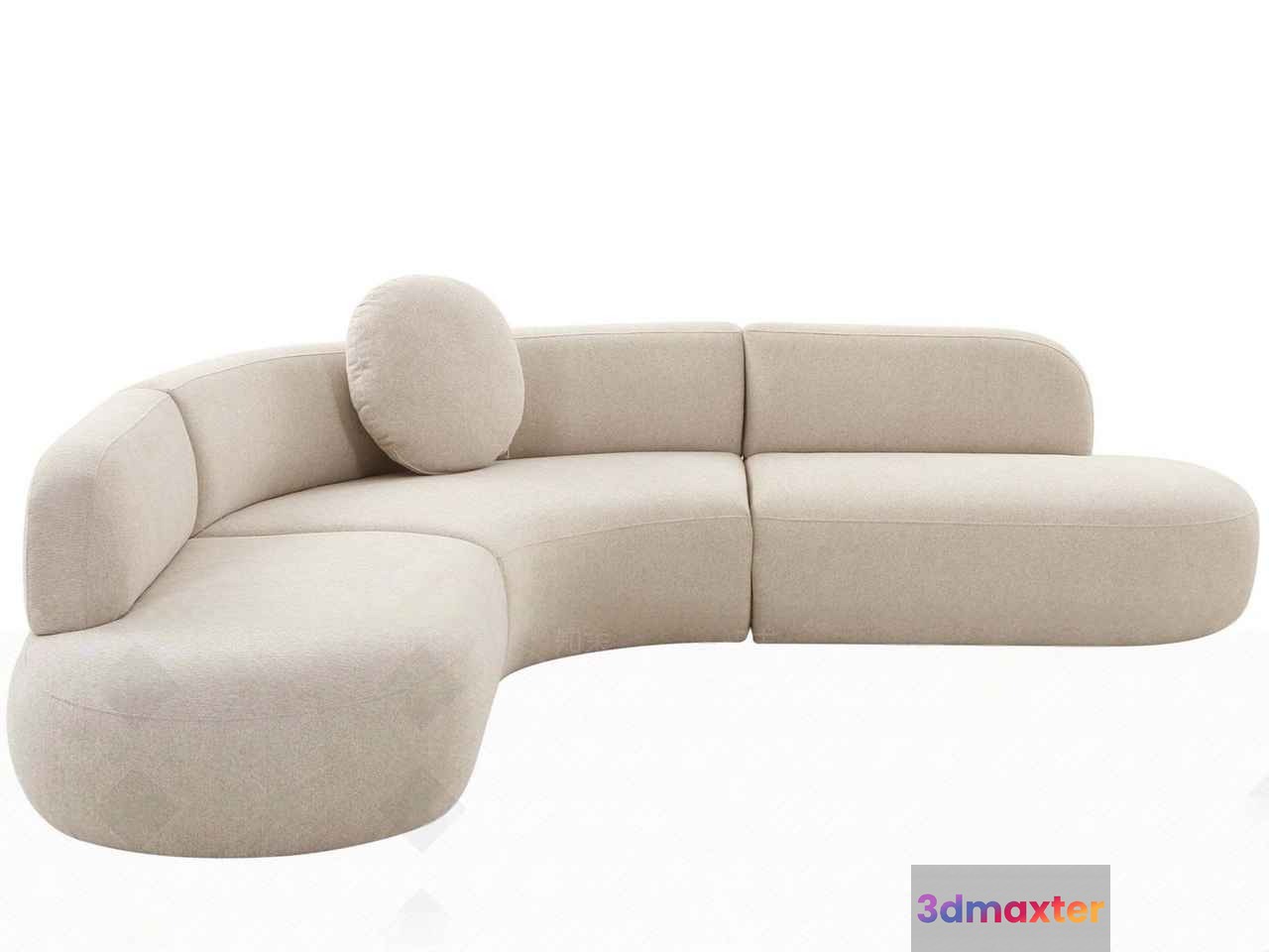 Curved Beige Sofa 3D Model - 9612 - CORONA Render