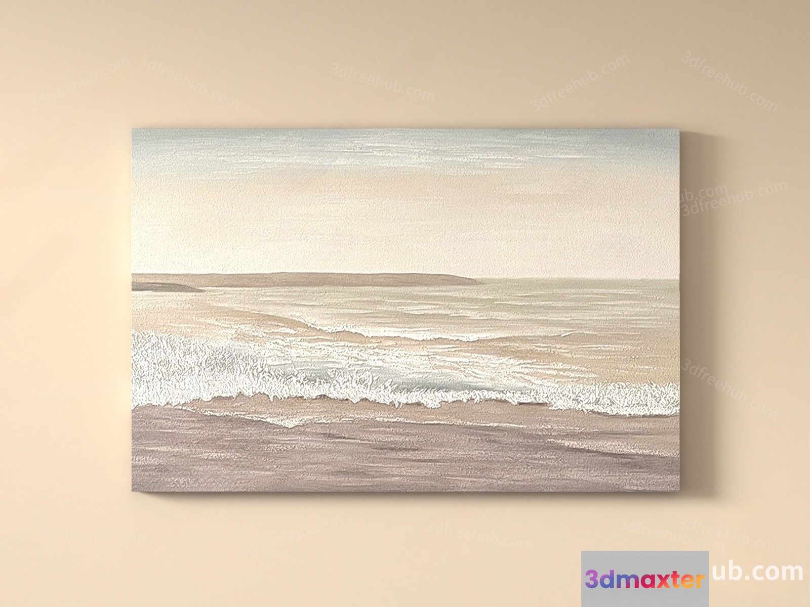 A Serene Beach Scene Likely A Painting Or Digital Art 3D Model - 19948 - VRAY Render
